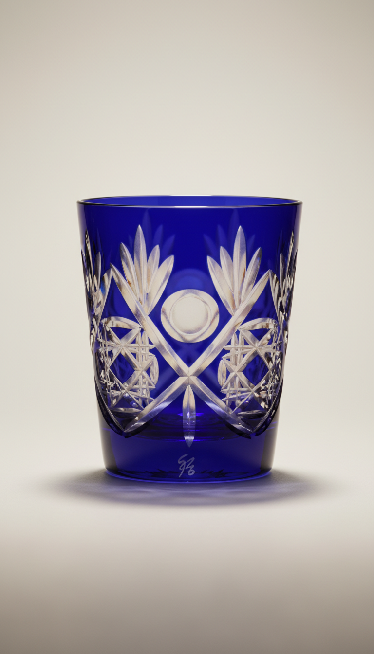 Royal Blue Edo Kiriko Glass
