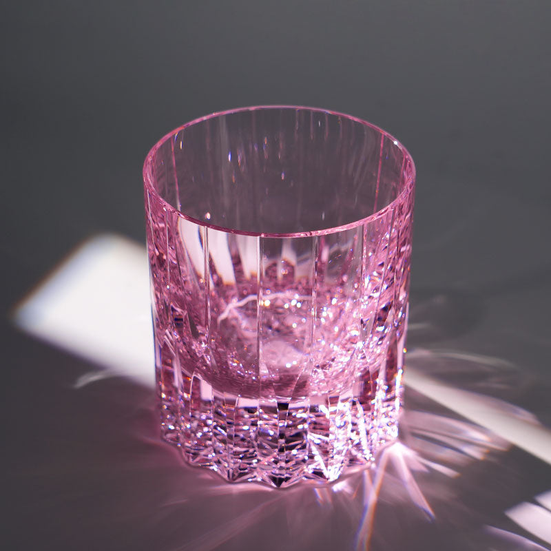 Edo Kiriko Hand-Carved Dazzling Amethyst Lead-Free Premium Crystal Whiskey Glass — A Prism of Heritage and Light