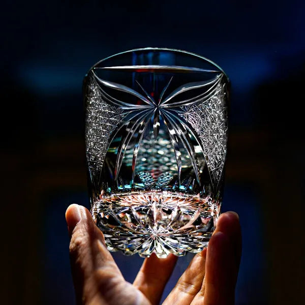 Edo Kiriko Inkstone Grey Butterfly Whisky Glass – Hand-Carved Premium Crystal Glass | Eternal Flight
