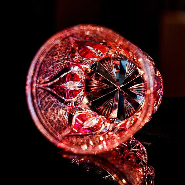 Edo Kiriko Crimson Flame Whisky Glass – Hand-Carved Premium Crystal Glass | Fire Frozen in Time