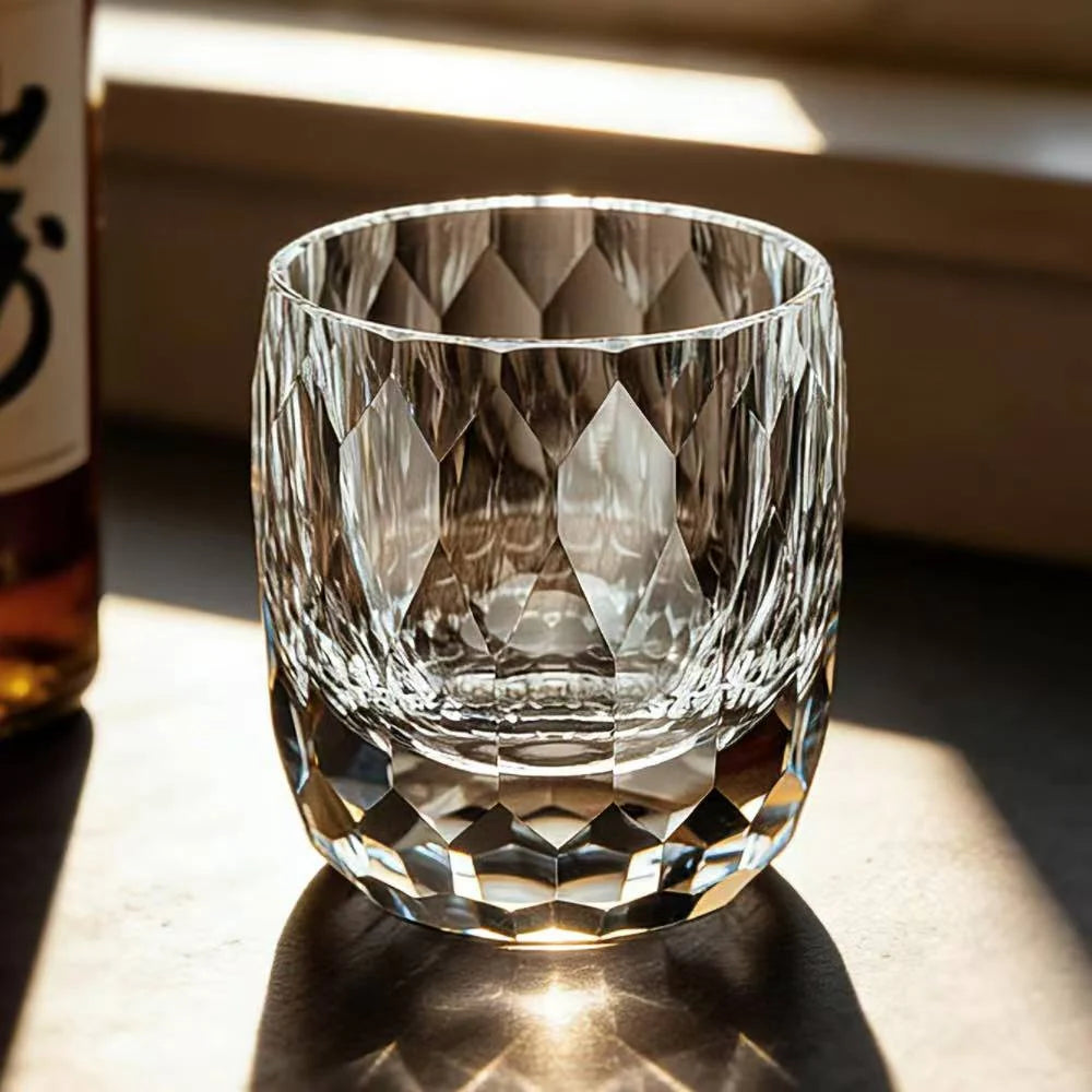 Edo Kiriko Diamond Whisky Glass – Hand-Carved Lead-Free Premium Crystal | Prismatic Light Ritual
