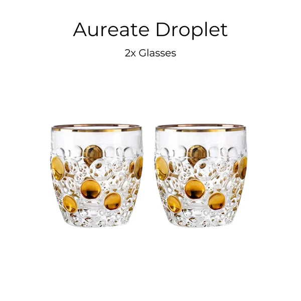 Bohemia Lisboa Aureate Droplet Whisky Glass – Hand-Cut Czech Crystal | Gold Accents