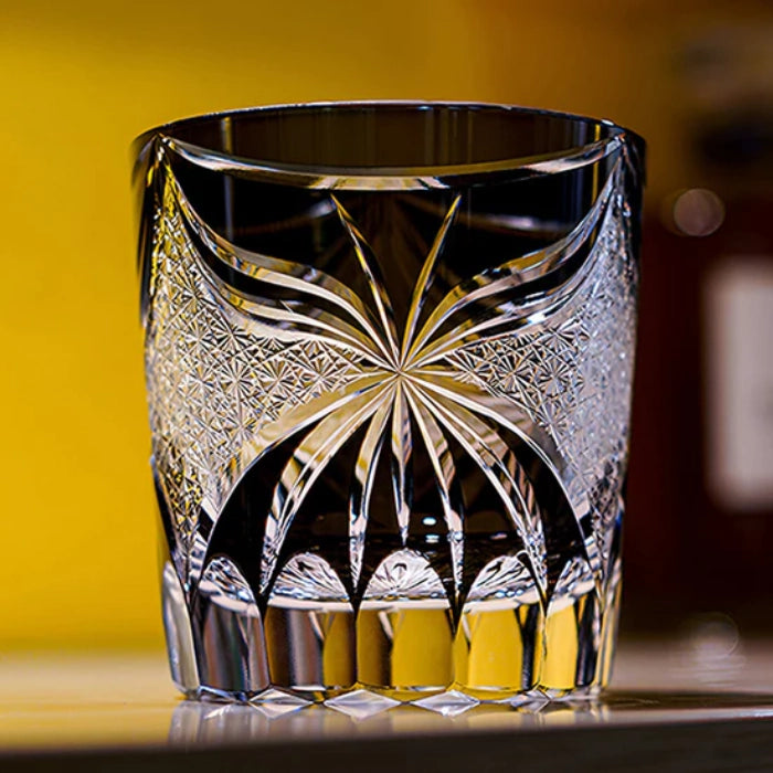 Edo Kiriko Hand-Carved Lepidoptera Whisky Glass – A Flight of Transformation in Crystal