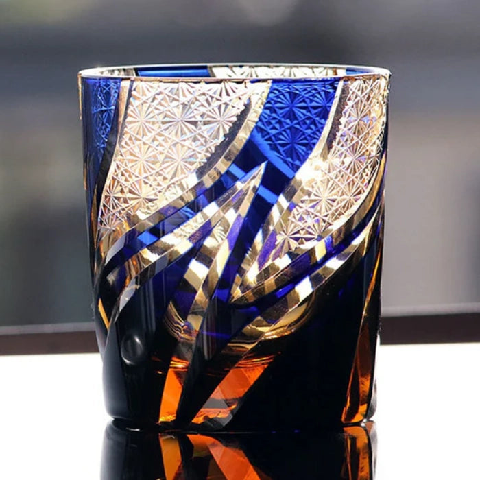 Edo Kiriko Hand-Carved Flame Whisky Glass – A Radiance of Eternal Vitality