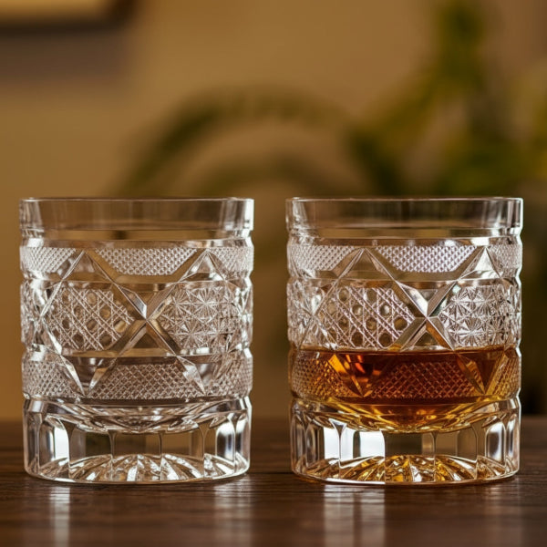 Edo Kiriko Hexagonal Chrysanthemum Whisky Glass – Hand-Carved Lead-Free Premium Crystal | Crystal Fortune