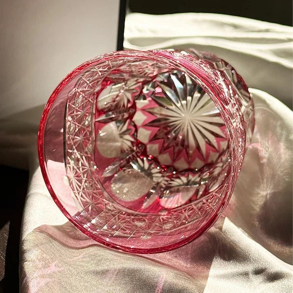 Edo Kiriko Rose Prism Whisky Glass – Hand-Carved Premium Crystal Glass | Bloom & Brilliance