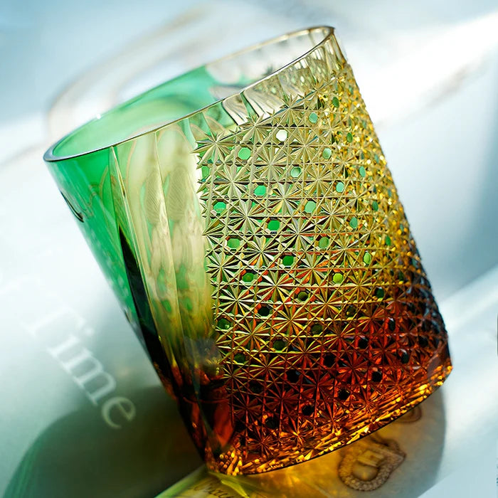 Edo Kiriko Hand-Carved Fujin Whisky Glass – A Dance of Divine Wind