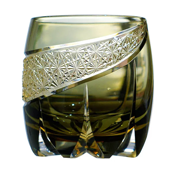Edo Kiriko Obsidian Lightning Whisky Glass – Hand-Carved Premium Crystal Glass | Dark Majesty