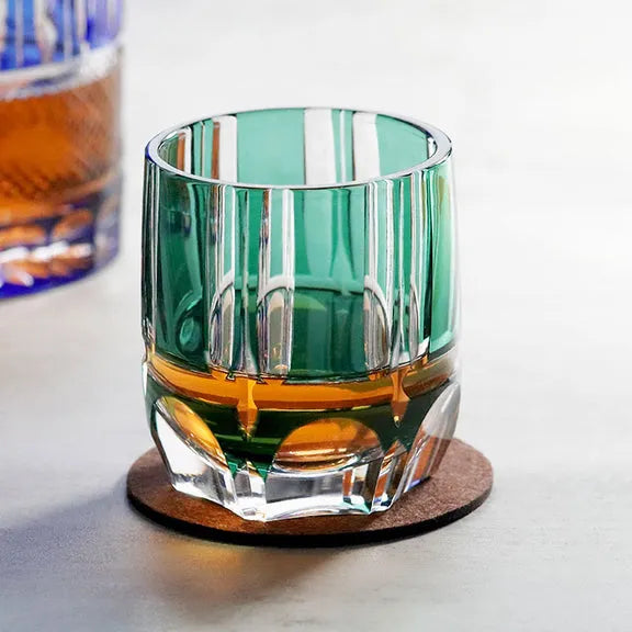 Edo Kiriko Bamboo Rhythm Whisky Glass – Hand-Carved Premium Crystal Glass | Emerald Zen