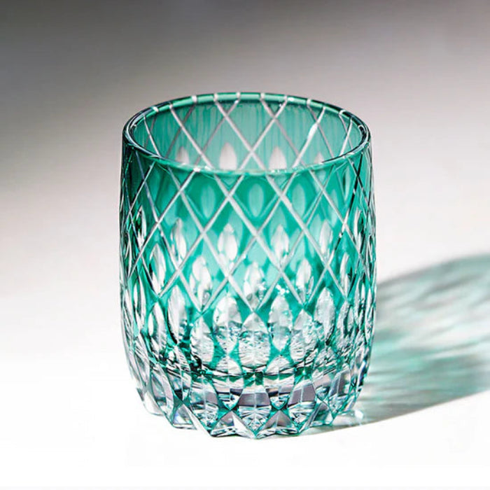 Edo Kiriko Spider Eye Whisky Glass – Hand-Carved Premium Crystal Glass | Emerald Web