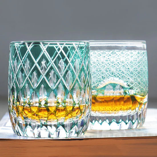 Edo Kiriko Hand-Carved Spider Eye Whisky Glass – A Mesmerizing Gaze in Crystal