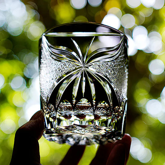 Edo Kiriko Hand-Carved Lepidoptera Whisky Glass – A Flight of Transformation in Crystal