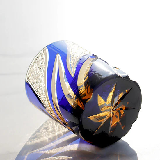 Edo Kiriko Hand-Carved Flame Whisky Glass – A Radiance of Eternal Vitality