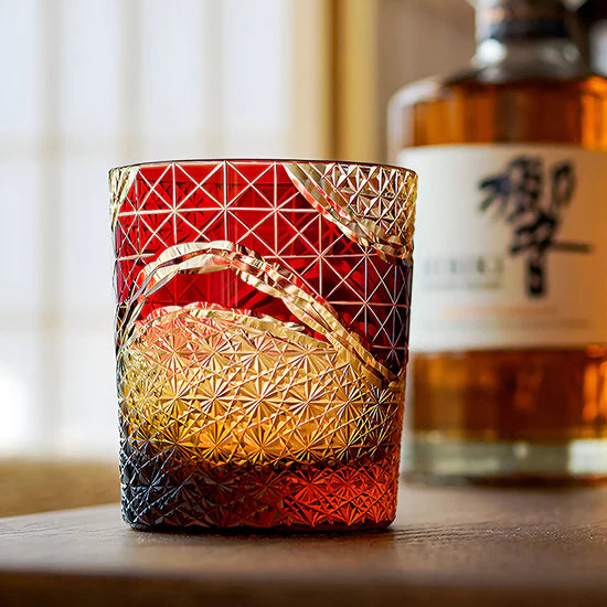 Edo Kiriko Hand-Carved Landscape Whiskey Glass – Nature’s Majesty Captured in Crystal