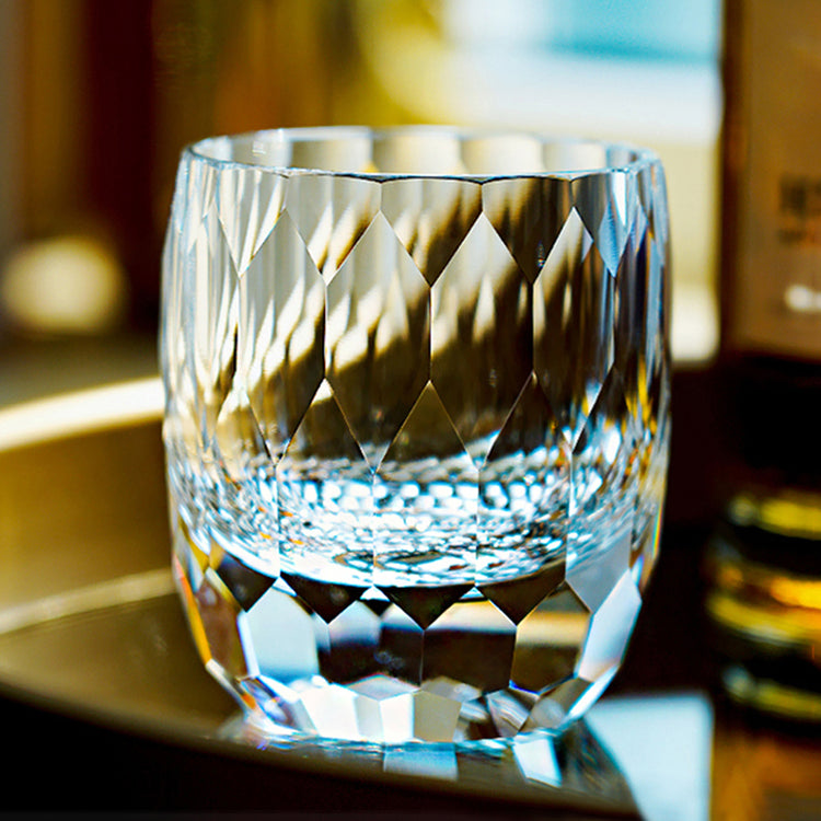 Edo Kiriko Hand-Carved Diamond Lead-Free Premium Crystal Whiskey Glass – A Masterpiece of Light and Spirit