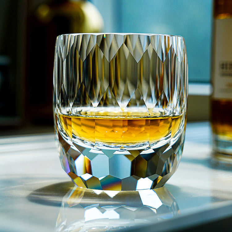 Edo Kiriko Hand-Carved Diamond Lead-Free Premium Crystal Whiskey Glass – A Masterpiece of Light and Spirit