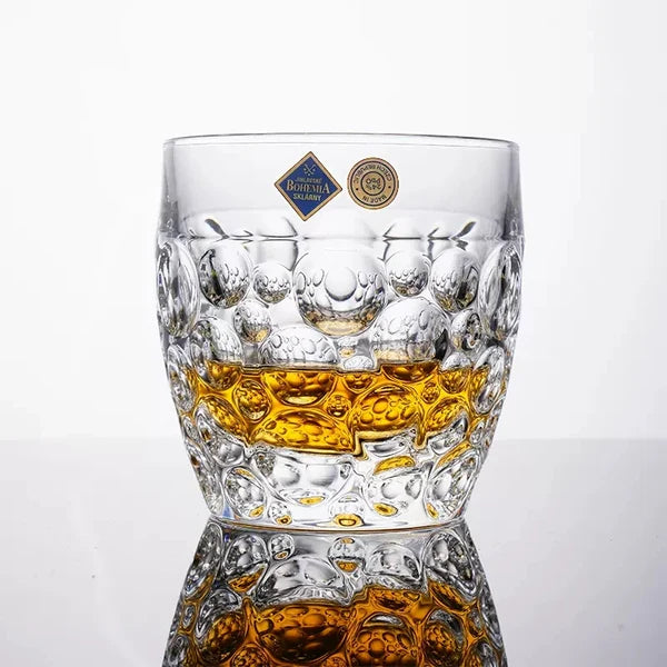Bohemia Lisboa Lucid Droplet Whisky Glass – Hand-Cut Czech Crystal | Classic Elegance