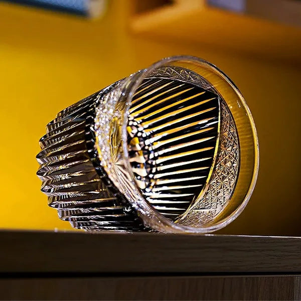 Edo Kiriko Karmic Whisky Glass – Black – Hand-Carved Premium Crystal Glass | Cosmic Mystery