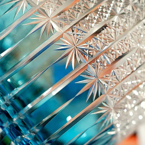 Edo Kiriko Stellar Nexus Whisky Glass – Sky Blue – Hand-Carved Premium Crystal Glass | Celestial Serenity