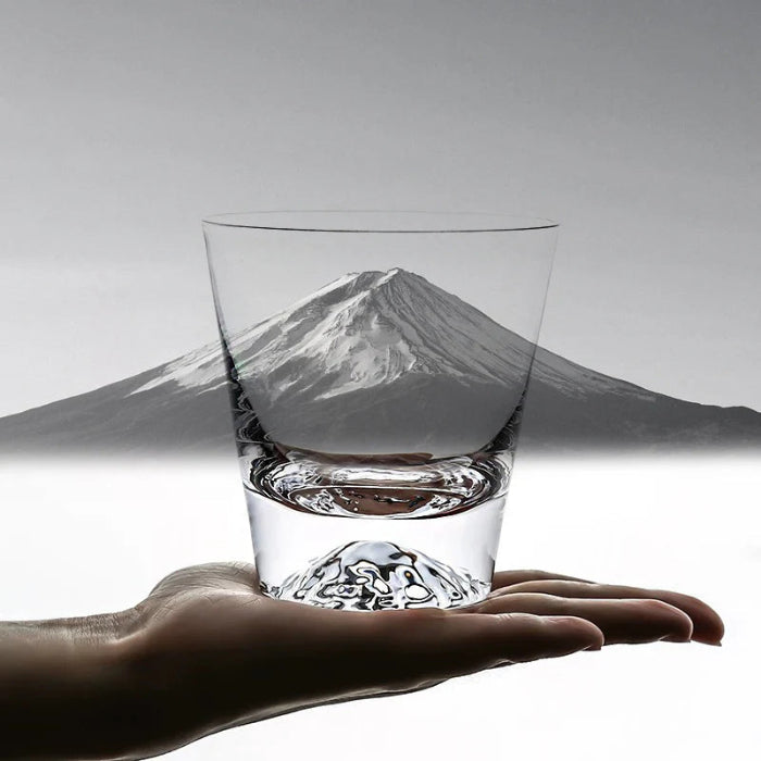 Edo Kiriko Hand-Carved Japanese Mount Fuji Whisky Glass – White Snow Peak Edition