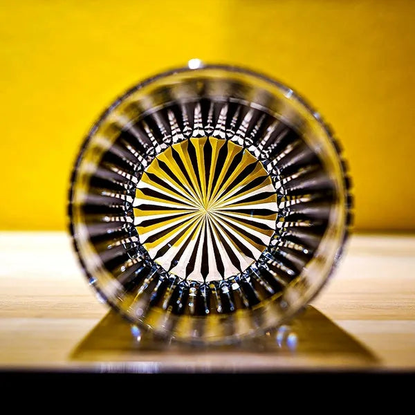 Edo Kiriko Karmic Whisky Glass – Black – Hand-Carved Premium Crystal Glass | Cosmic Mystery