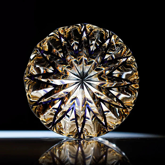 Edo Kiriko Hand-Carved Amethyst Fluorite Whiskey Glass – A Amethyst Glimmer of Radiance