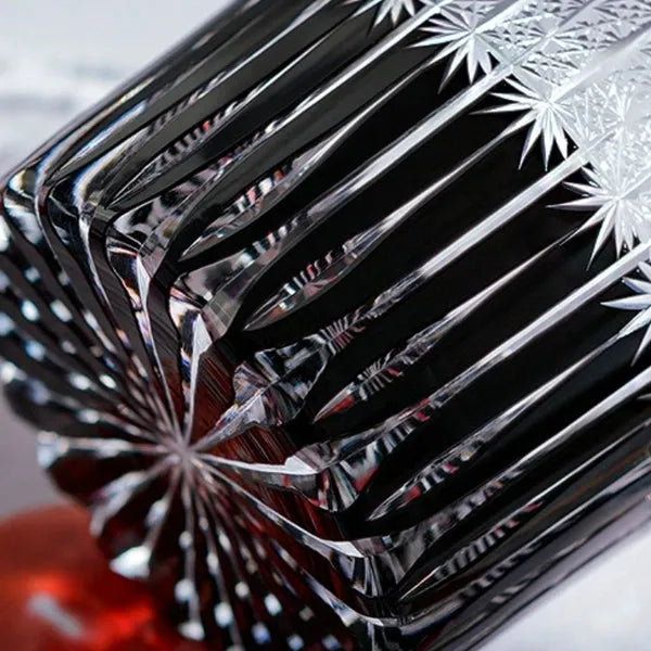 Edo Kiriko Stellar Nexus Whisky Glass – Black – Hand-Carved Premium Crystal Glass | Cosmic Midnight