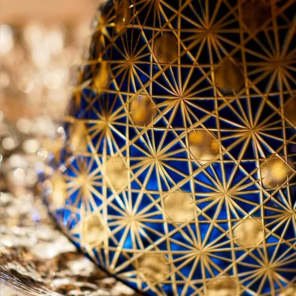 Edo Kiriko Amber Star Chrysanthemum Whisky Glass – Hand-Carved Premium Crystal Glass | Twilight Radiance