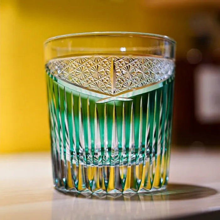 Edo Kiriko Karmic Whisky Glass – Turquoise – Hand-Carved Premium Crystal Glass | Natural Harmony