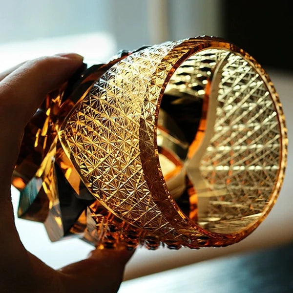 Edo Kiriko Hand-Carved Dark Knight Whiskey Glass – A Symbol of Strength and Refinement