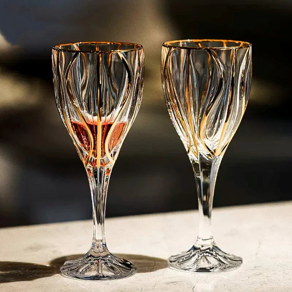 Bohemia Wine Glass – Hand-Cut Czech Crystal | Gold Rim