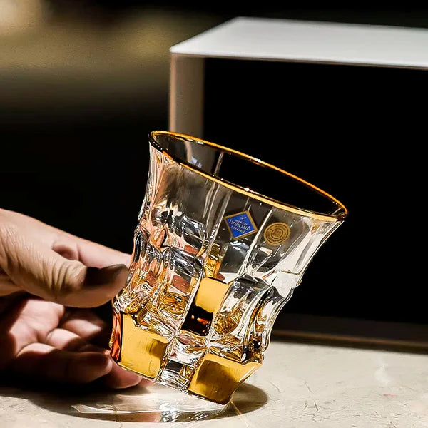 Bohemia Royal Whisky Glass – Hand-Cut Czech Crystal | Gold Rim