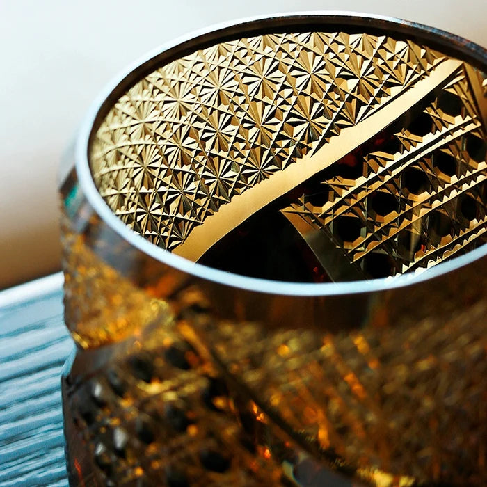 Edo Kiriko Hand-Carved Dark Knight Whiskey Glass – A Symbol of Strength and Refinement