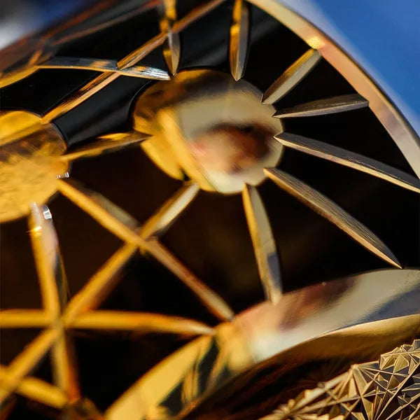 Edo Kiriko Night Jewel Whisky Glass – Amber – Hand-Carved Premium Crystal Glass | Starlit Amber