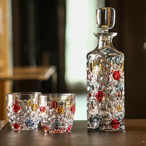 Bohemia Lisboa Vibrant Mosaic Whisky Glass – Hand-Cut Czech Crystal | Colorful Accents