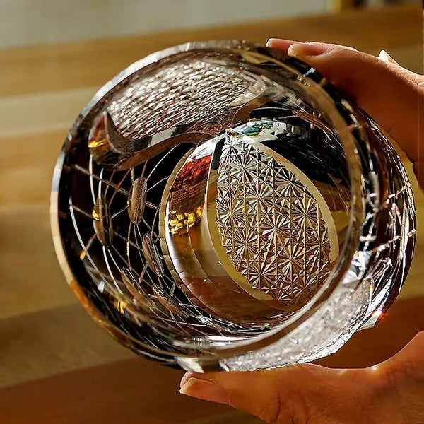 Edo Kiriko Night Jewel Whisky Glass – Amber – Hand-Carved Premium Crystal Glass | Starlit Amber