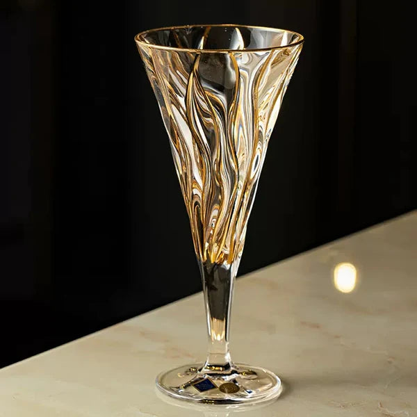 Bohemia Champagne Flute – Hand-Cut Czech Crystal | Gold Rim