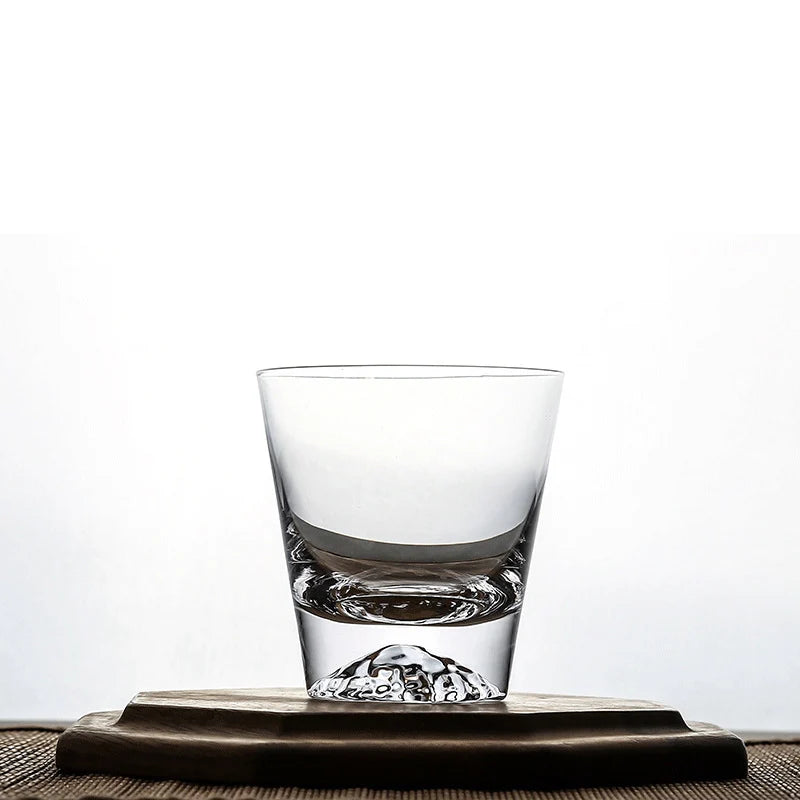 Edo Kiriko Hand-Carved Japanese Mount Fuji Whisky Glass – White Snow Peak Edition