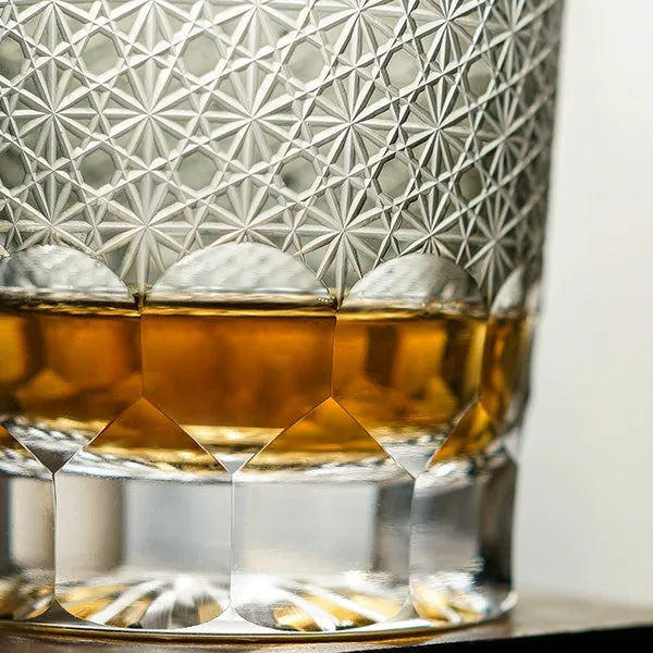 Edo Kiriko Royal Chrysanthemum Whisky Glass – Hand-Carved Premium Crystal Glass | Imperial Bloom