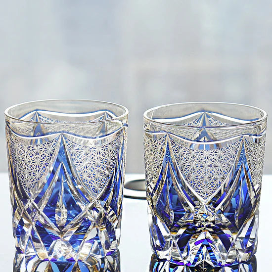 Edo Kiriko Hand-Carved Twisted Crystal Whisky Glass – A Dance of Light and Elegance