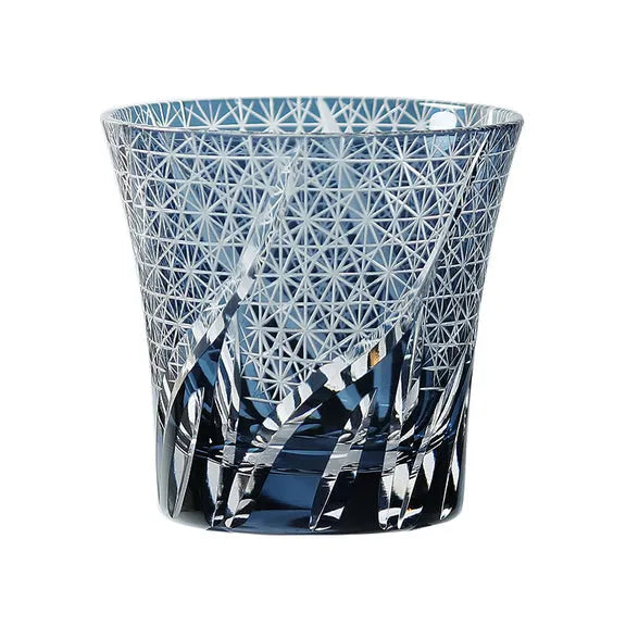 Edo Kiriko Ink & Flame Whisky Glass – Hand-Carved Premium Crystal Glass | Midnight Fire
