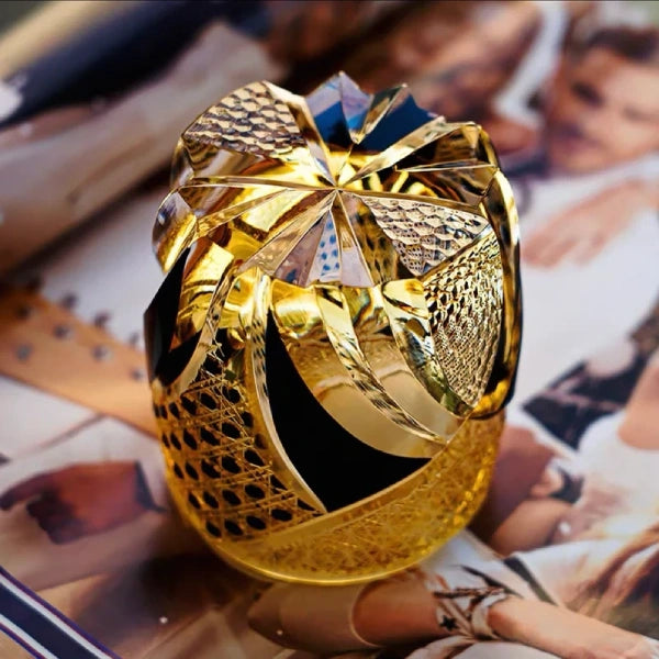 Edo Kiriko Hand-Carved Imperial Dark Knight Whisky Glass – A Crown of Timeless Majesty