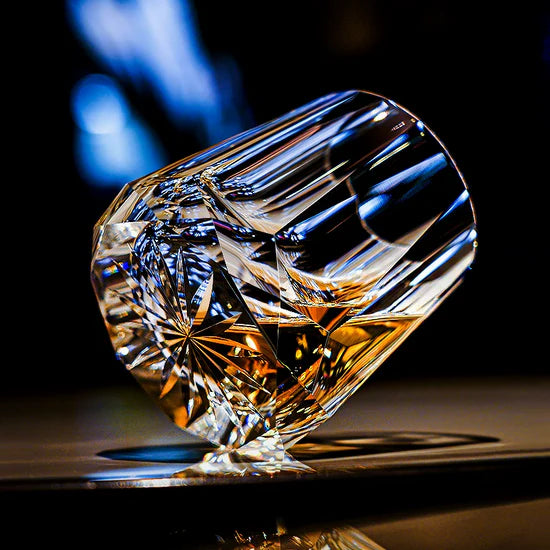 Edo Kiriko Zeus's Stone Whisky Glass – Hand-Carved Lead-Free Premium Crystal | 32-Facet Diamond Cut