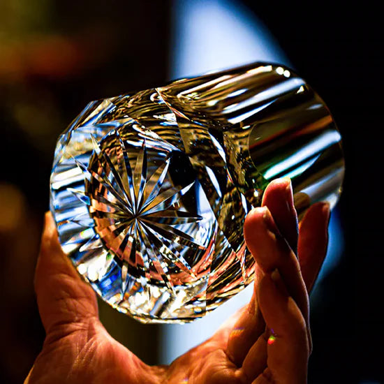 Edo Kiriko Zeus's Stone Whisky Glass – Hand-Carved Lead-Free Premium Crystal | 32-Facet Diamond Cut