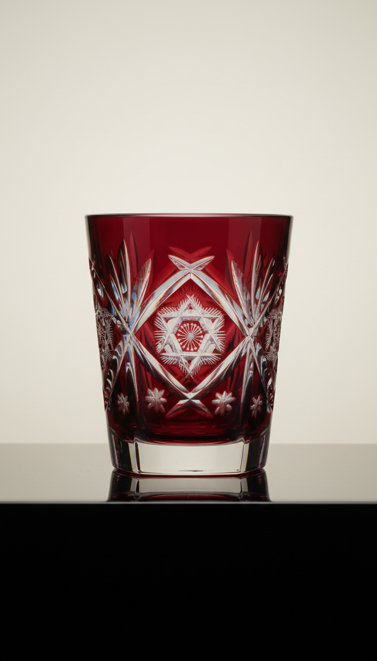 Sakura Red Edo Kiriko Glass