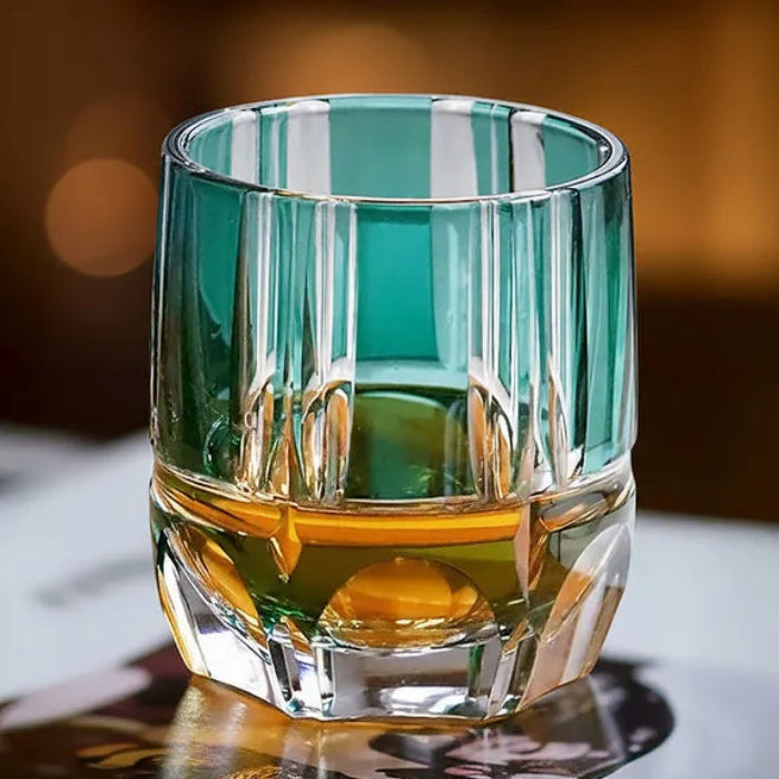 Edo Kiriko Bamboo Rhythm Whisky Glass – Hand-Carved Premium Crystal Glass | Emerald Zen