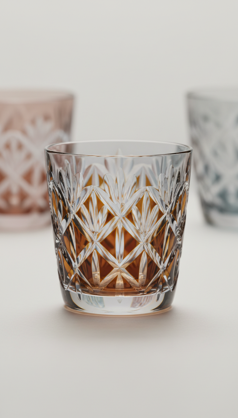 Kiku Tsunagi Motif Crystal Glass