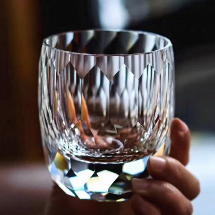 Edo Kiriko Diamond Whisky Glass – Hand-Carved Lead-Free Premium Crystal | Prismatic Light Ritual