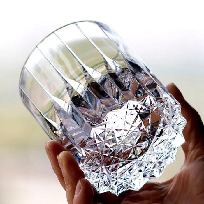 Edo Kiriko Hand-Carved Dazzling Lead-Free Premium Crystal Whiskey Glass — A Prism of Heritage and Light